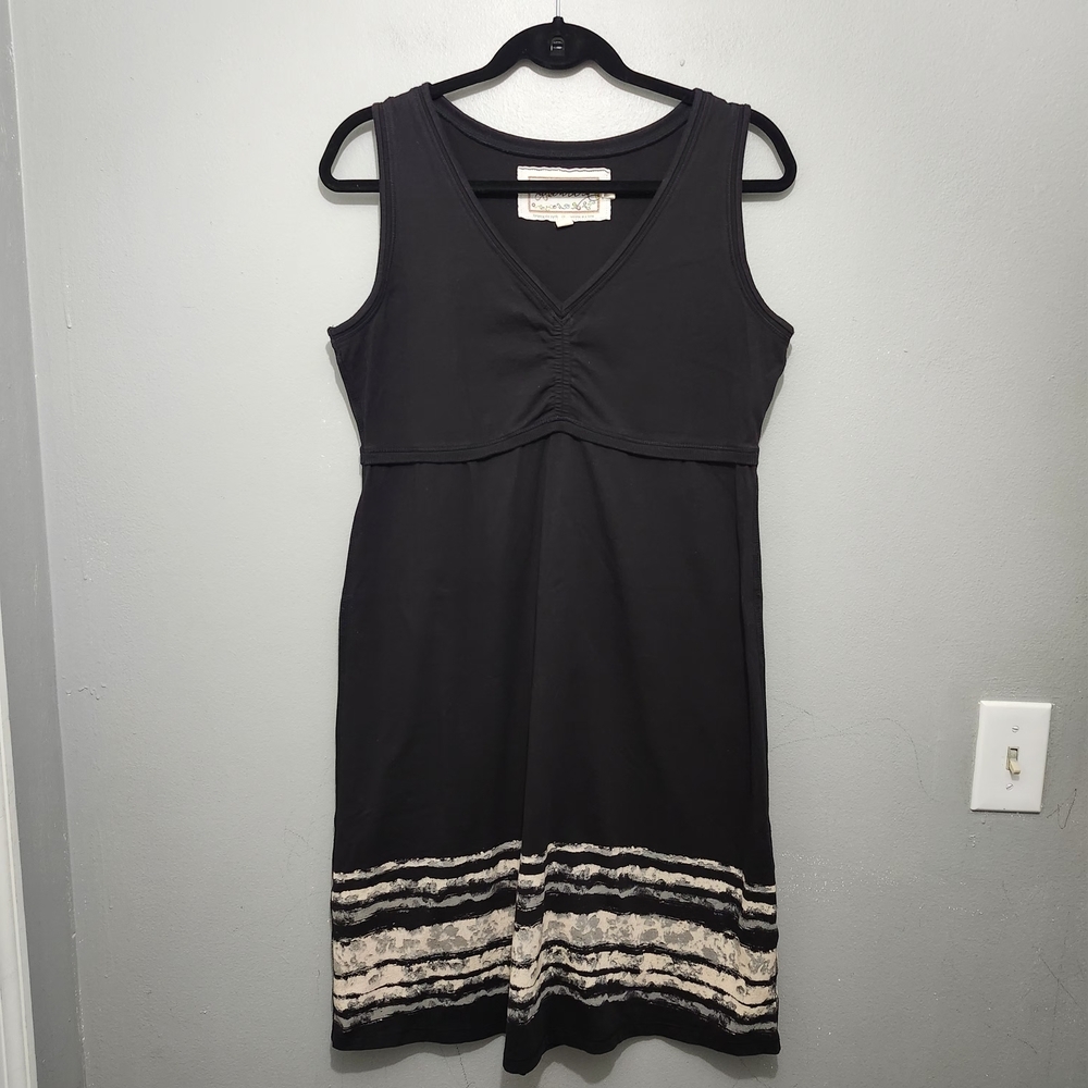 Aventura Black and Cream Midi Dress Size M Organic Cotton
